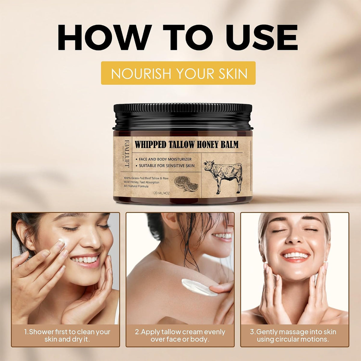 Whipped Tallow & Honey Face Cream-Citrus Scent